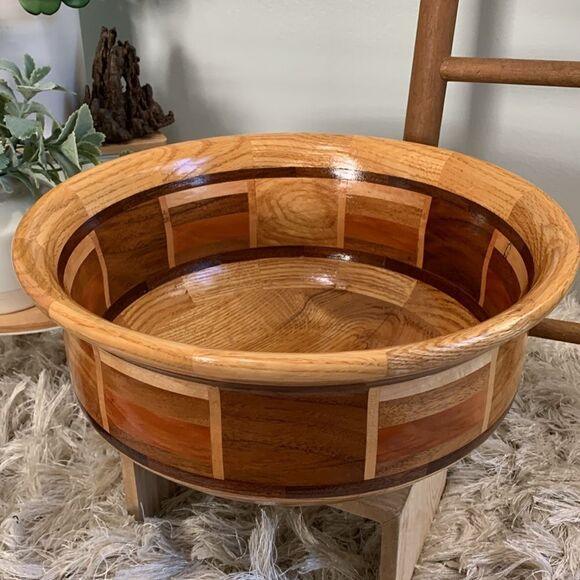 Unique Handcrafted Segmented Wooden Bowl Hand Turned - Picture 5 of 17